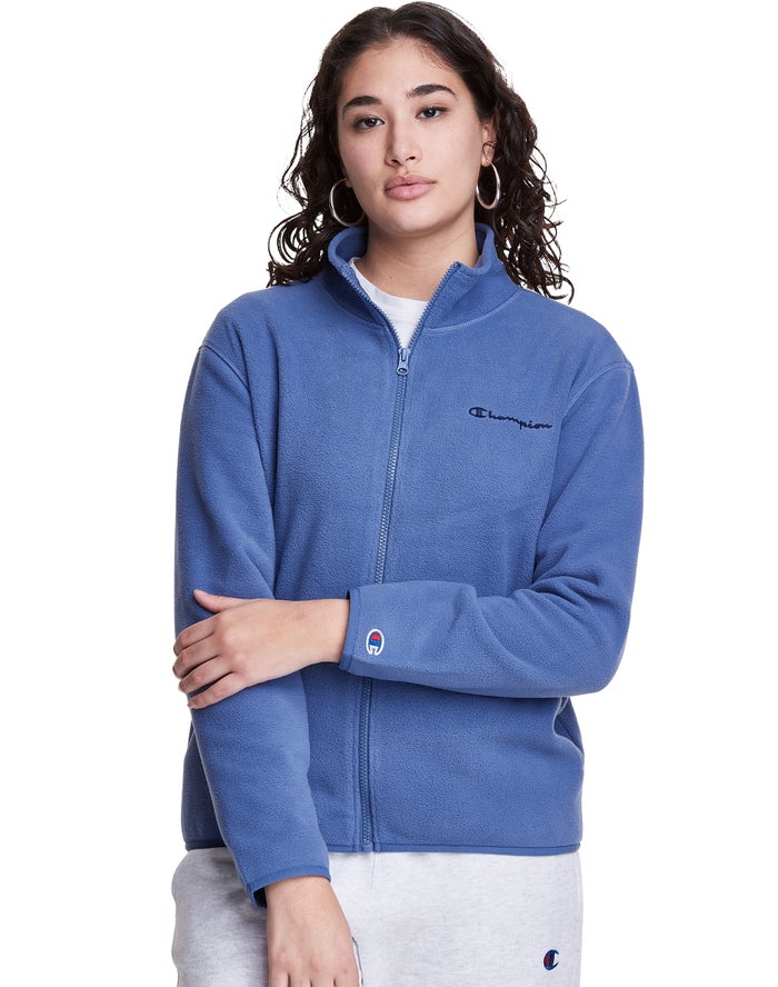 Champion Polar Fleece Full Zip Mock Neck Blue Jackets Womens - South Africa UYCVHL213